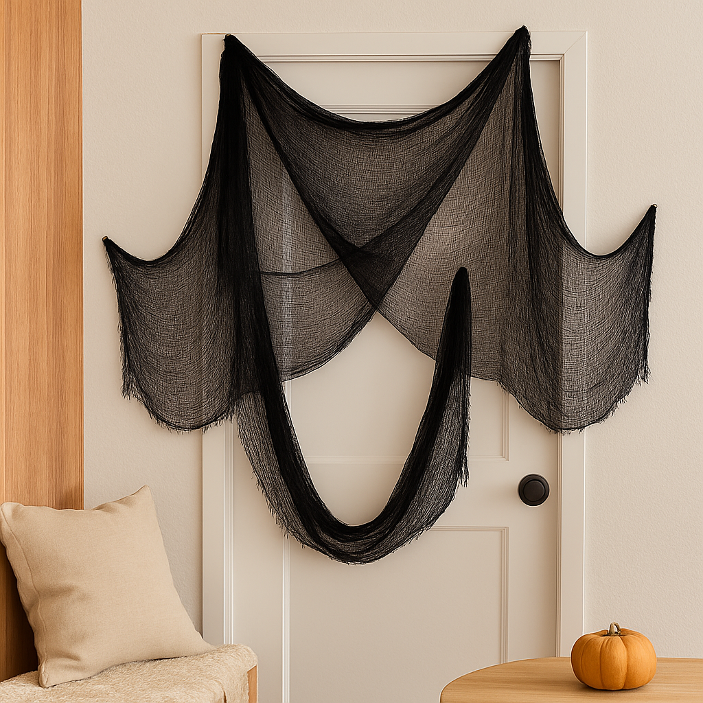 Black Halloween Spooky Ghost - Creepy Fabric for Indoor and Outdoor Decoration
