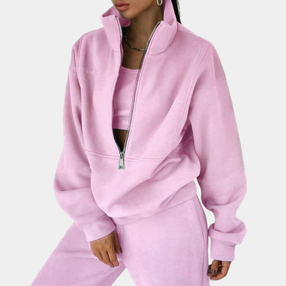 Scarlett - Tracksuit Set with Long Sleeve Zip Top and High Waist