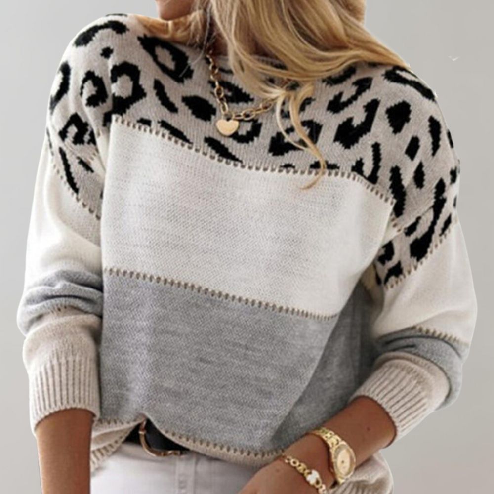 Liva Elegante Leopard Print Knit Sweater – Style and Comfort in One