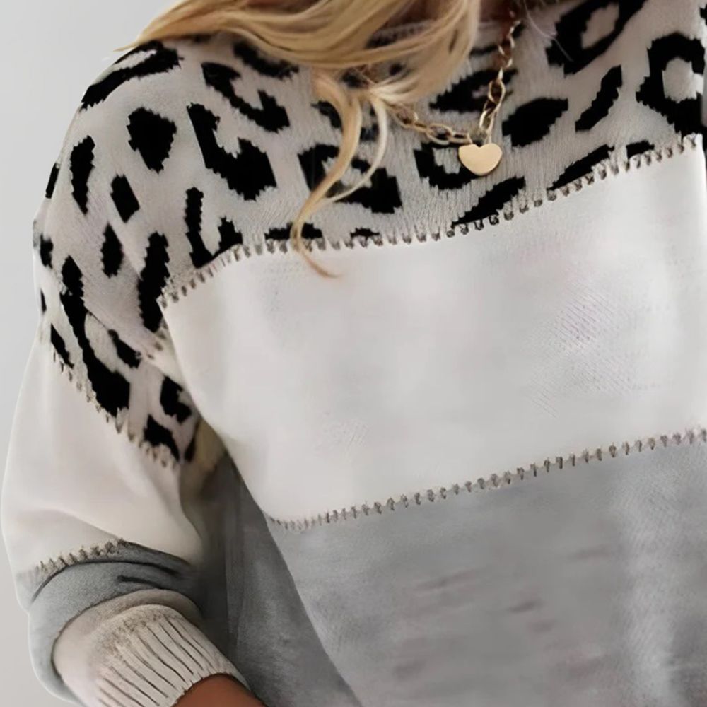 Liva Elegante Leopard Print Knit Sweater – Style and Comfort in One