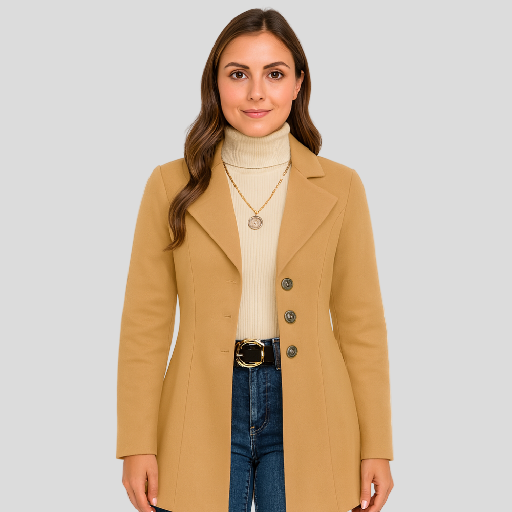 Marlene | Women's Winter Coat with Button Closure and Long Sleeves