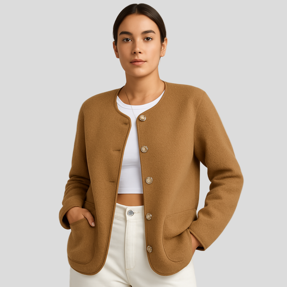 Serenna | Women's Wool Coat with Round Neck