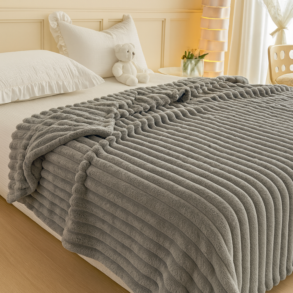 Aurevia | Flannel plaid with drawstring and plush faux fur appearance