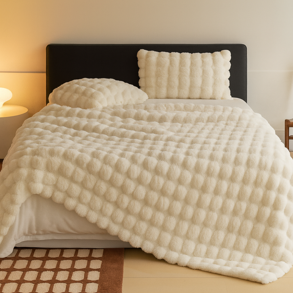 Calyra | Soft Bubble Textured Plush Blanket