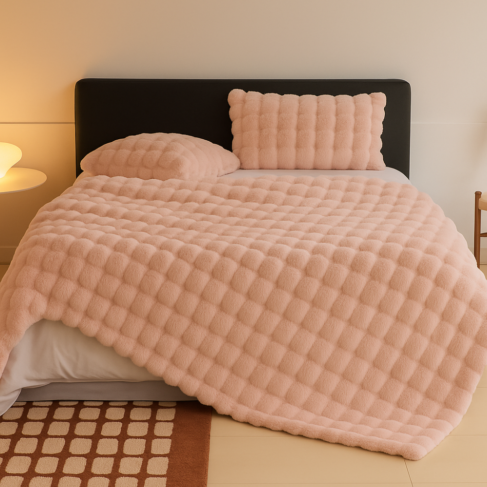 Calyra | Soft Bubble Textured Plush Blanket
