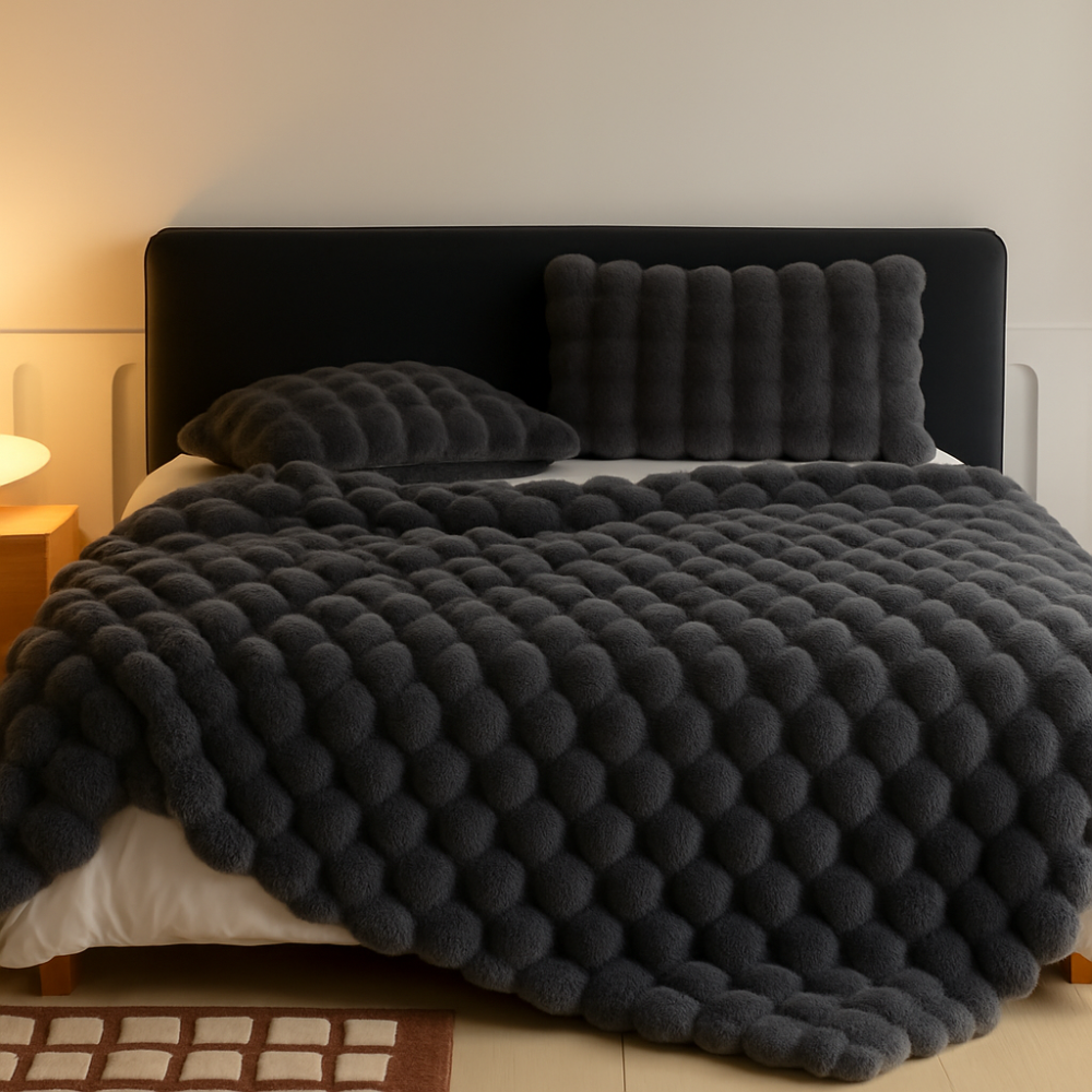 Calyra | Soft Bubble Textured Plush Blanket