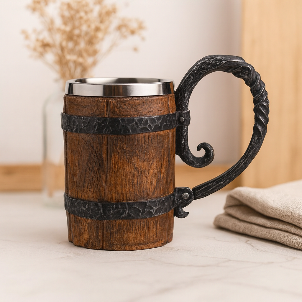 Vintage Beer Mug with Stainless Steel – Perfect for Oktoberfest