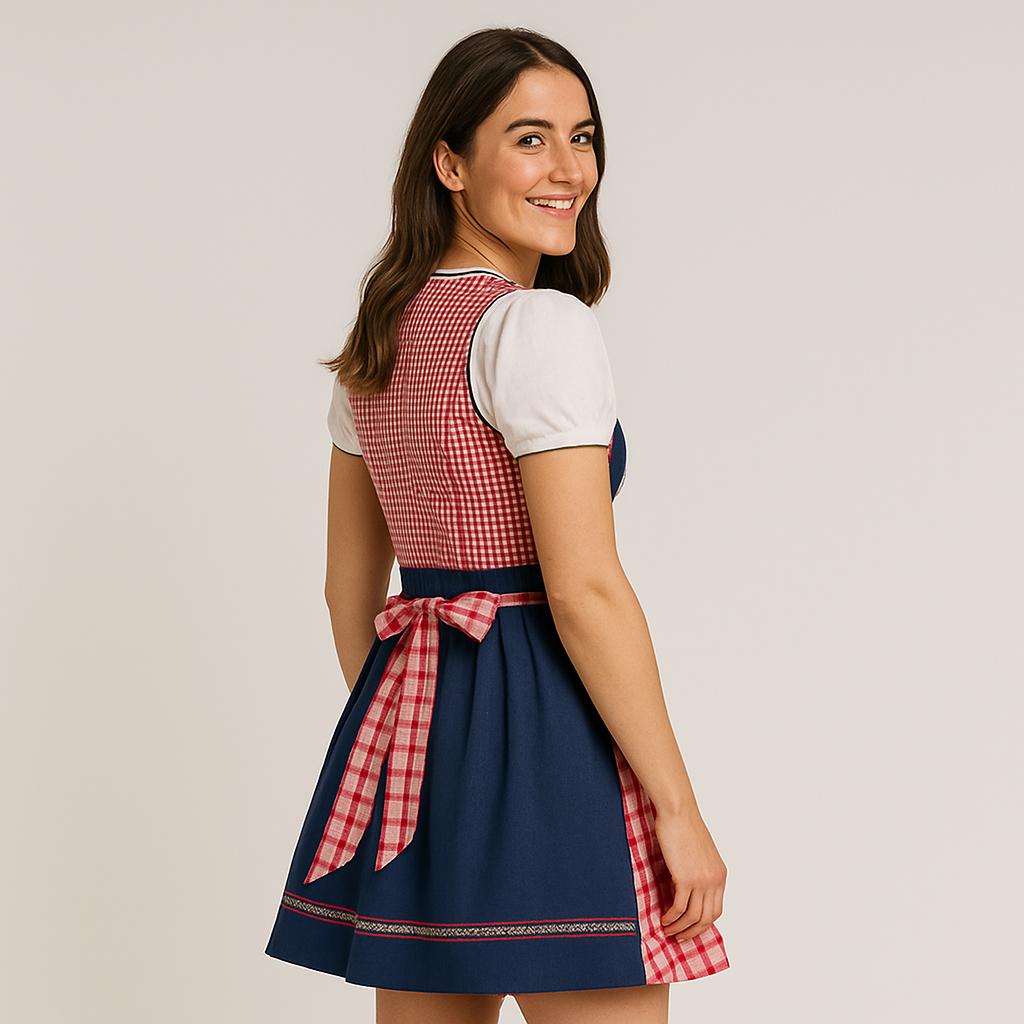 Women's Checked Dirndl - Bavarian Traditional Dress for Munich Beer Festival