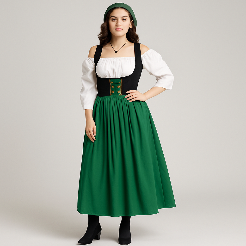 Medieval Ladies' Dirndl – Elegant Traditional Dress in Bavarian Style for Oktoberfest