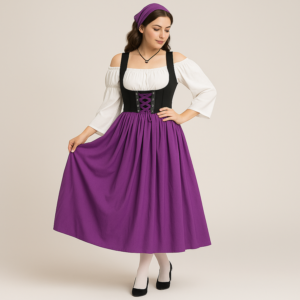 Medieval Ladies' Dirndl – Elegant Traditional Dress in Bavarian Style for Oktoberfest