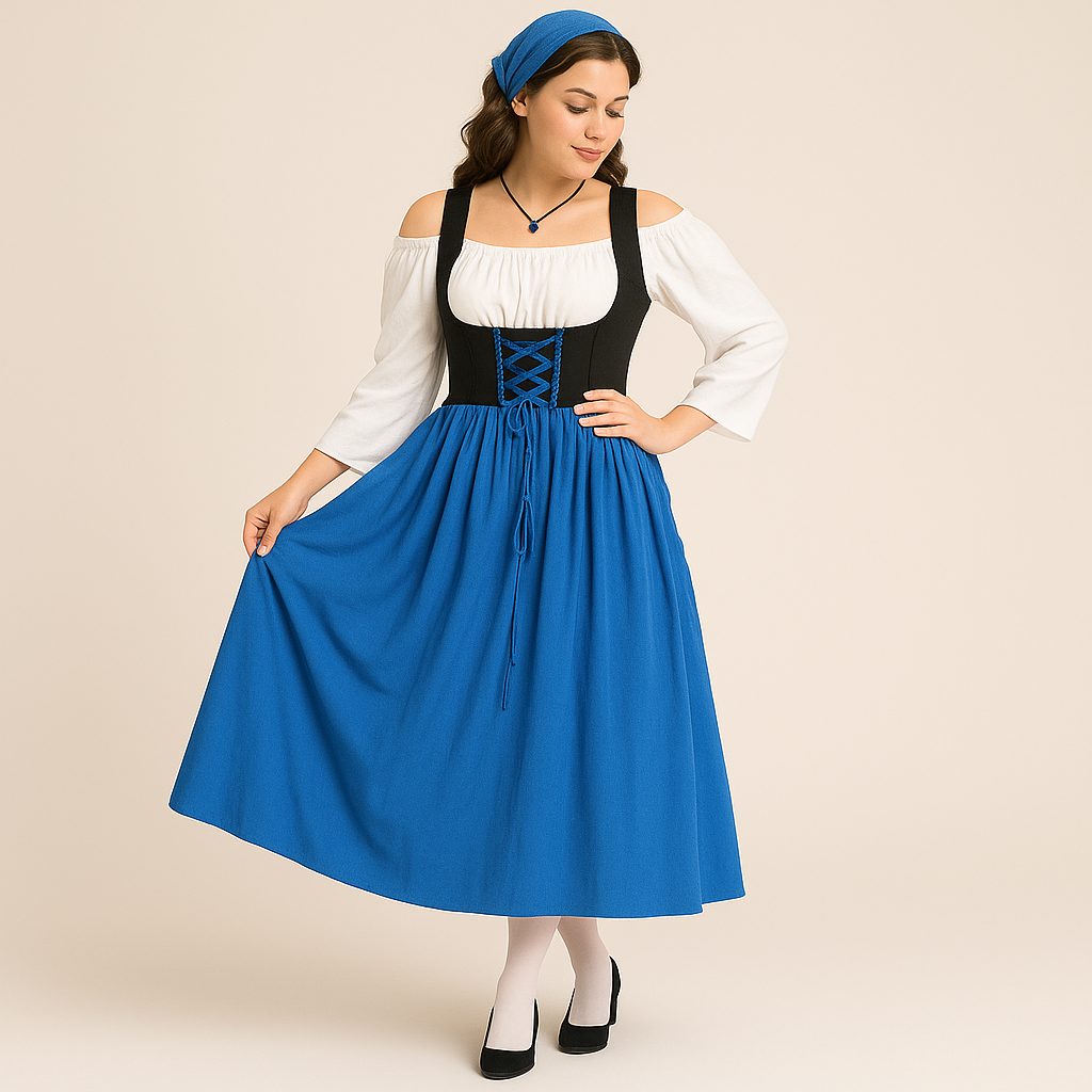 Medieval Ladies' Dirndl – Elegant Traditional Dress in Bavarian Style for Oktoberfest