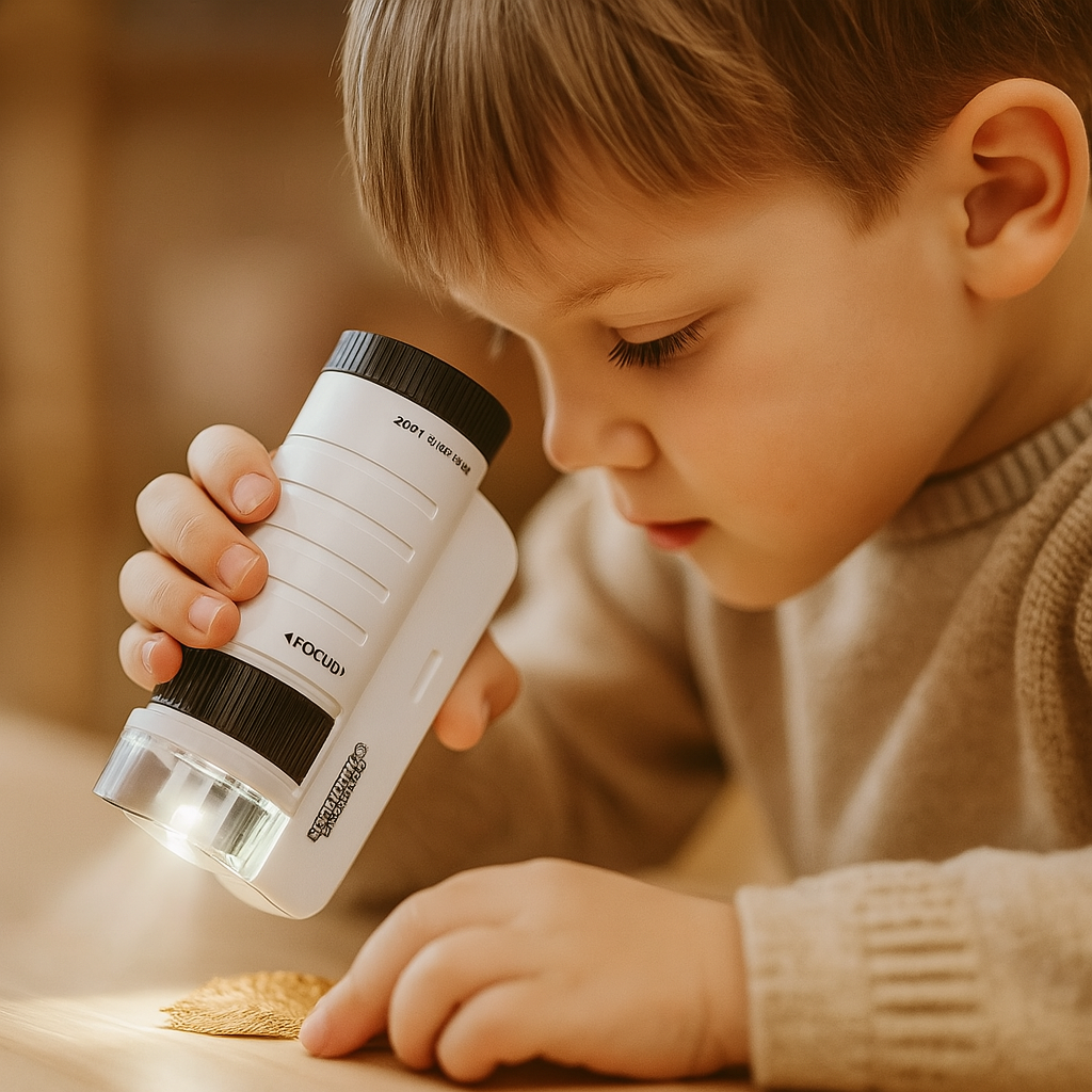 Mini LED Microscope for Kids – Portable Scientific Explorer 60x–200x for Outdoor Fun