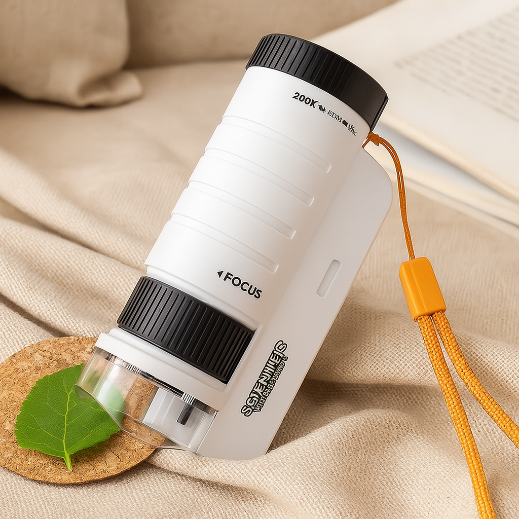 Mini LED Microscope for Kids – Portable Scientific Explorer 60x–200x for Outdoor Fun
