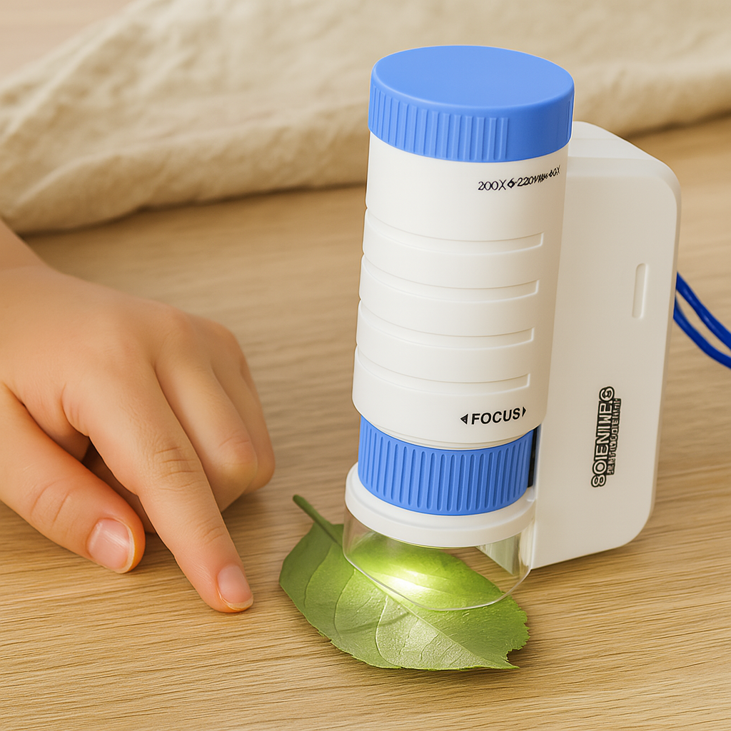 Mini LED Microscope for Kids – Portable Scientific Explorer 60x–200x for Outdoor Fun