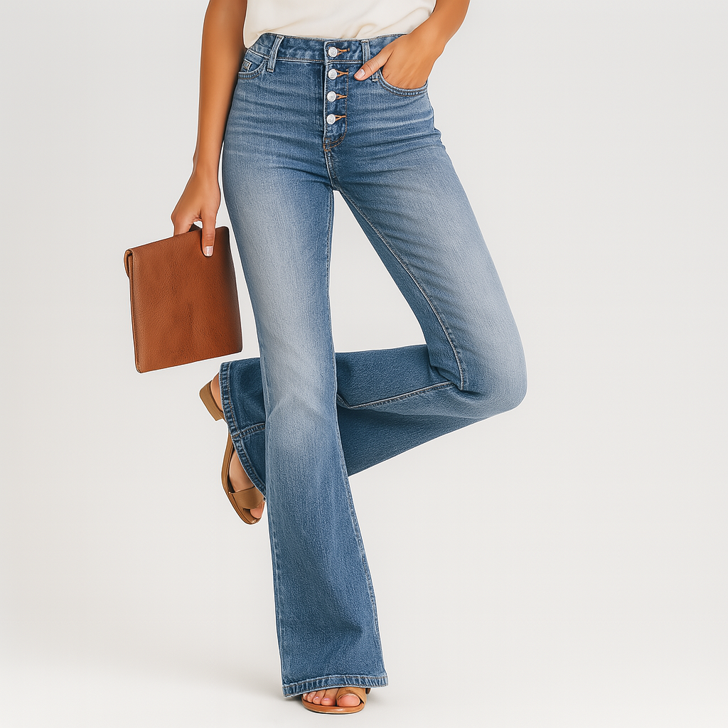 Ellen – Women's High-Waisted Flared Jeans – Classic Fit in Denim