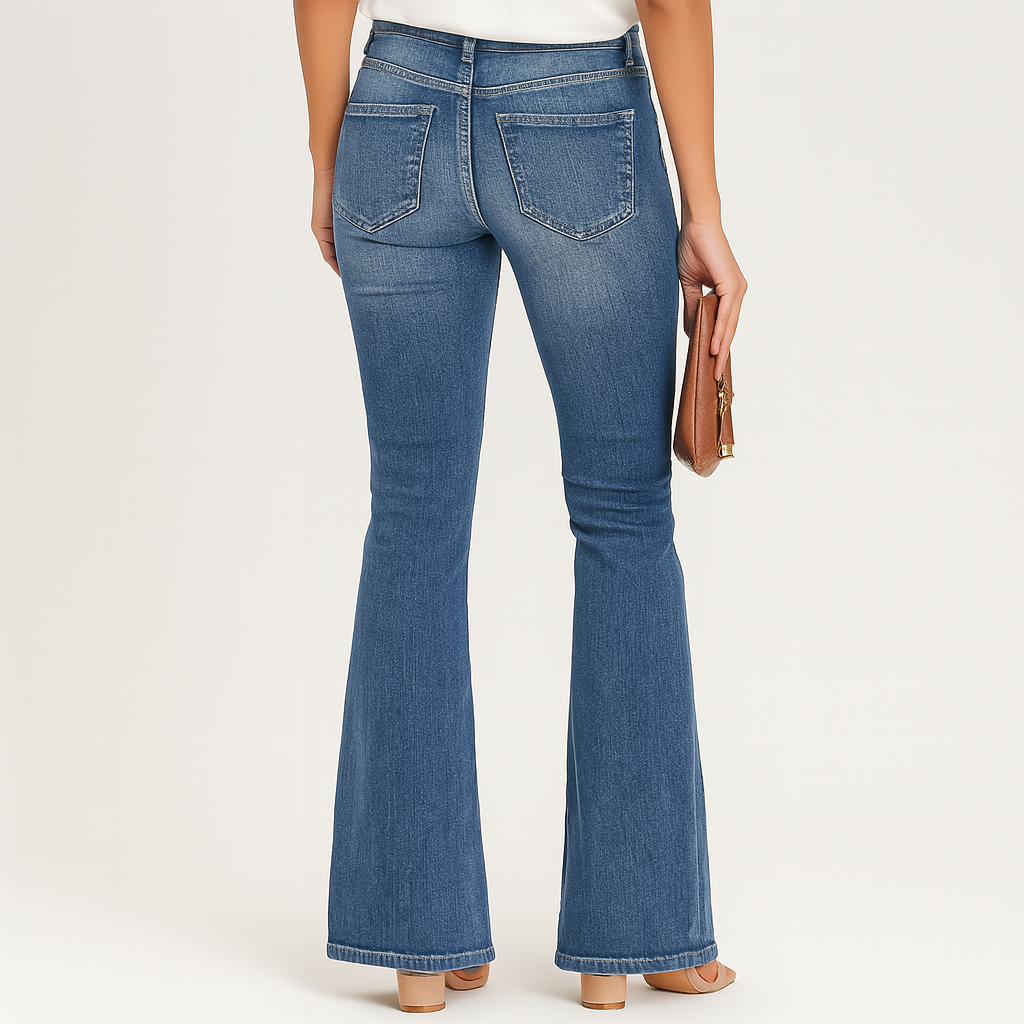 Ellen – Women's High-Waisted Flared Jeans – Classic Fit in Denim