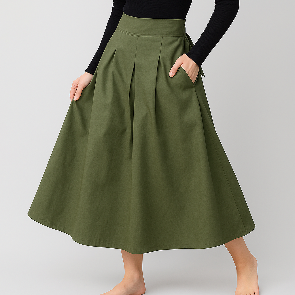 Alma - Elegant bow skirt with high waist and practical pockets