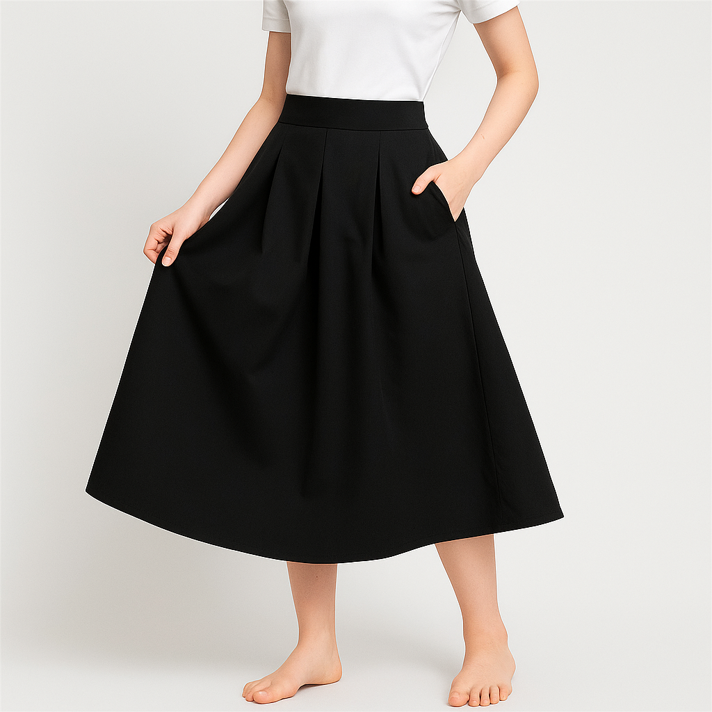 Alma - Elegant bow skirt with high waist and practical pockets