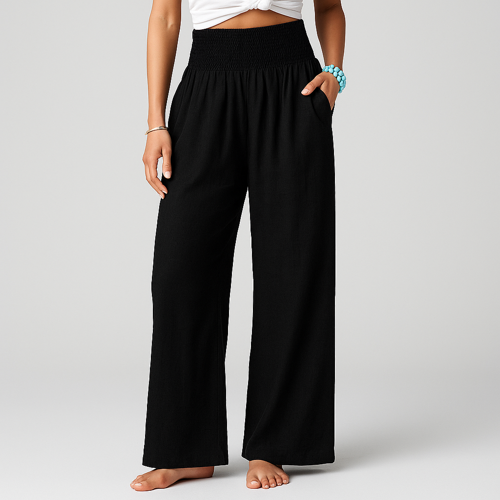 Alma – Stylish trousers with side pockets and elasticated waist