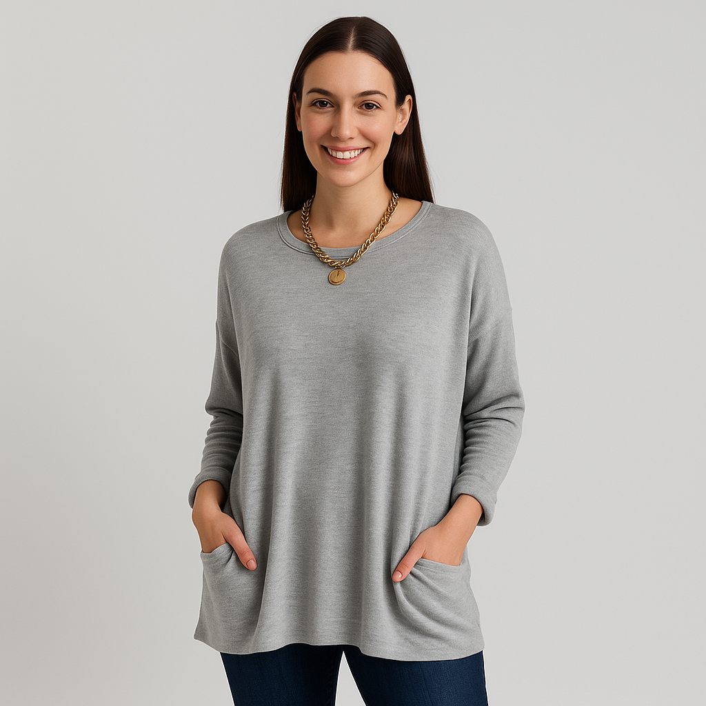 Shaira - Oversize Solid Color Long Sleeve Blouse
