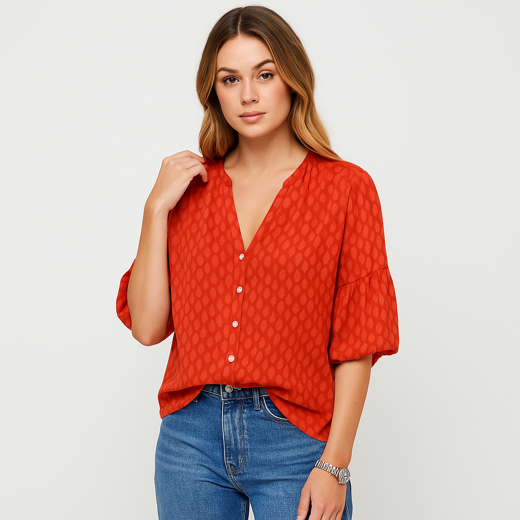 Emma - Blouse with Buttons, Loose and Comfortable
