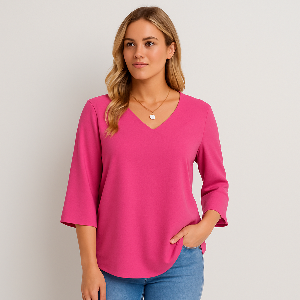 Thelma - Elegant Long Sleeve Top with V-Neck
