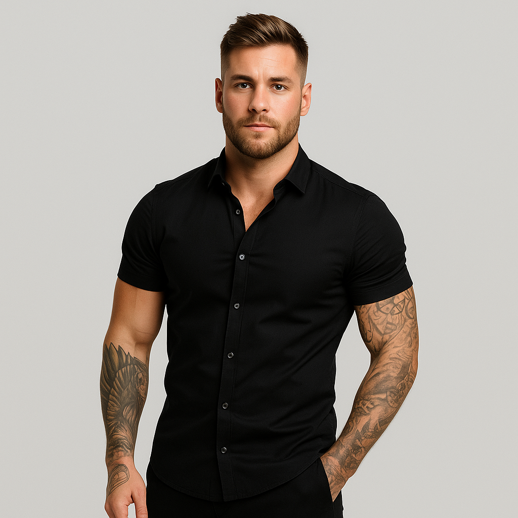 Lorenz - Modern Slim Fit Shirt with Short Sleeves