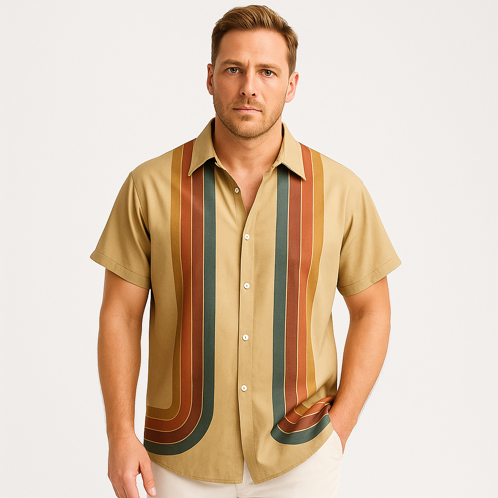 Felix Short Sleeve Shirt for Men - Relaxed Fit with Jacket Collar and Button Closure