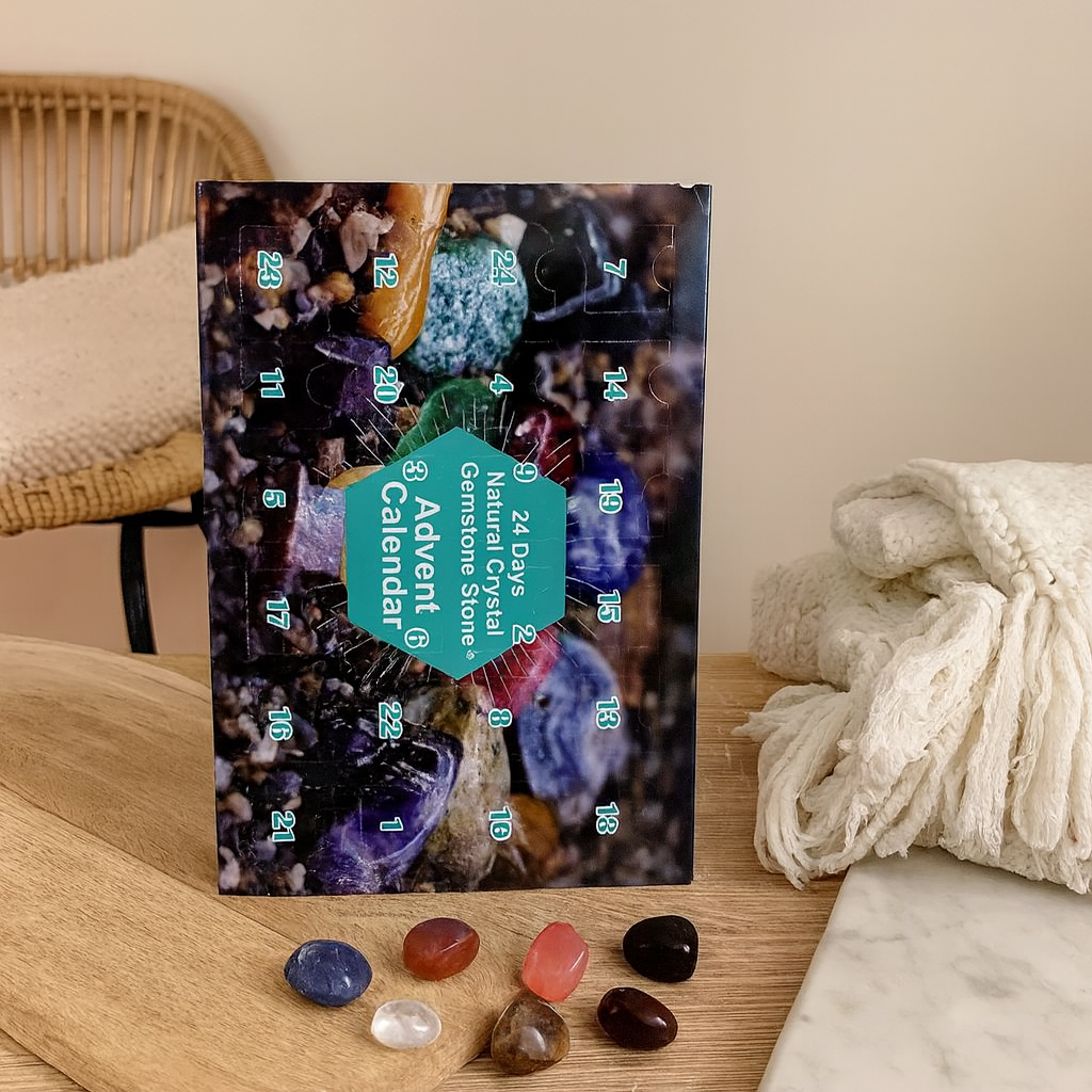 CrystalTreasures | Gemstone Advent Calendar with 24 Natural Crystals