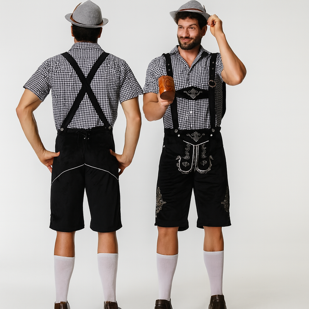 Men's Leather Lederhosen Brown – Traditional Trachten Pants with Suspenders for Oktoberfest Munich