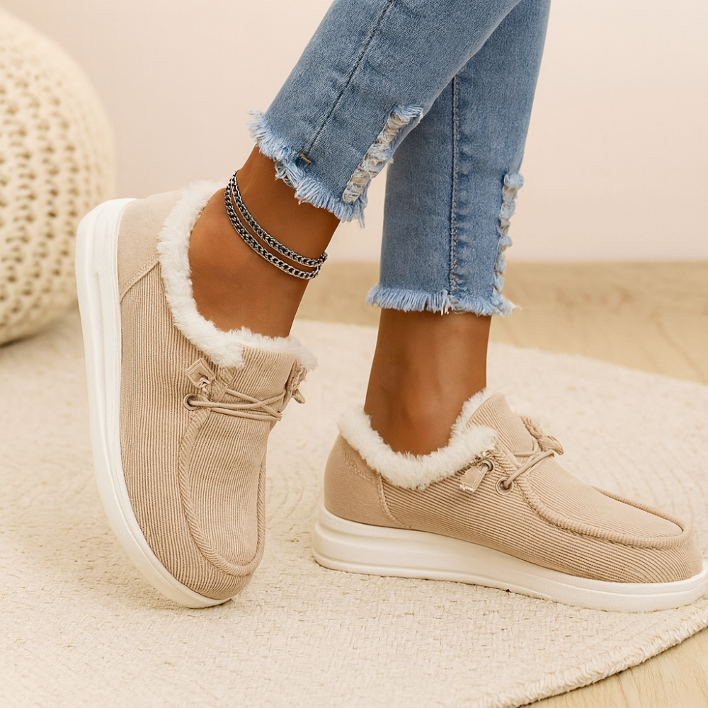 Elise | Cozy Velvet Winter Shoes with Faux Fur Lining