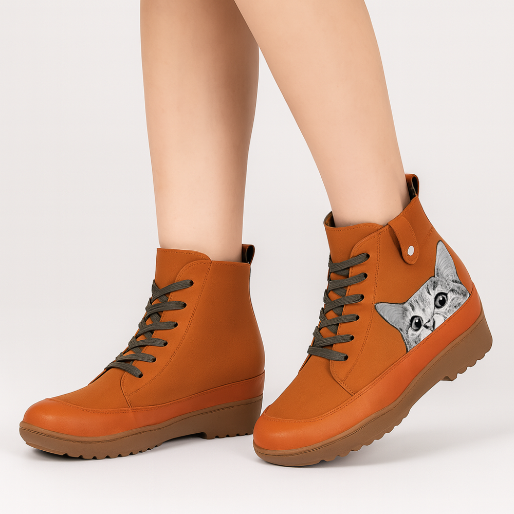 Leonore | Cat Pattern Winter Boots