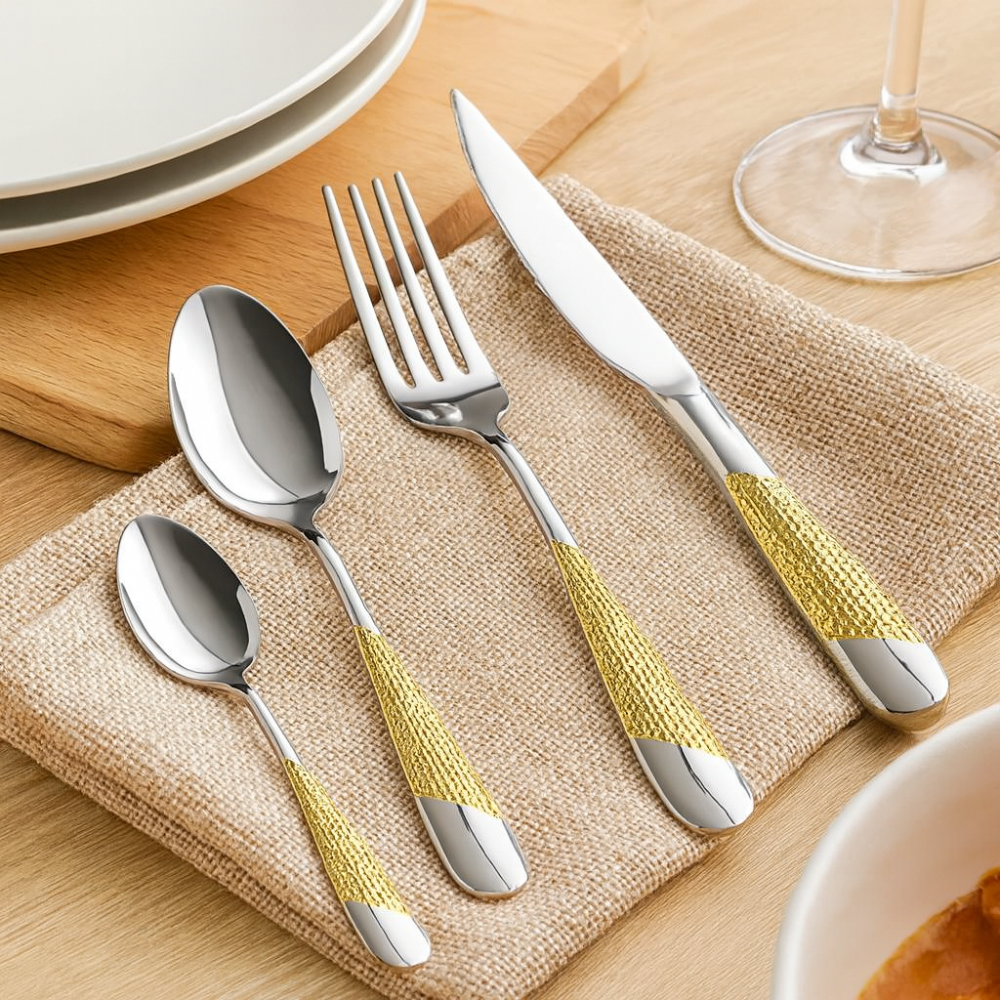 Silverora | Stainless Steel Cutlery Set with Hammered Handles