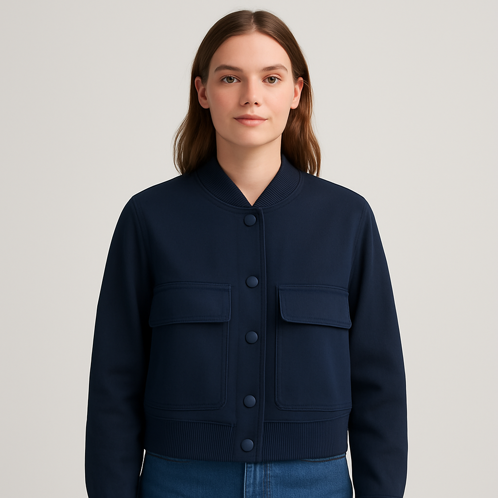 Beige Soft Bomber Jacket for Women – Casual and Comfortable Look