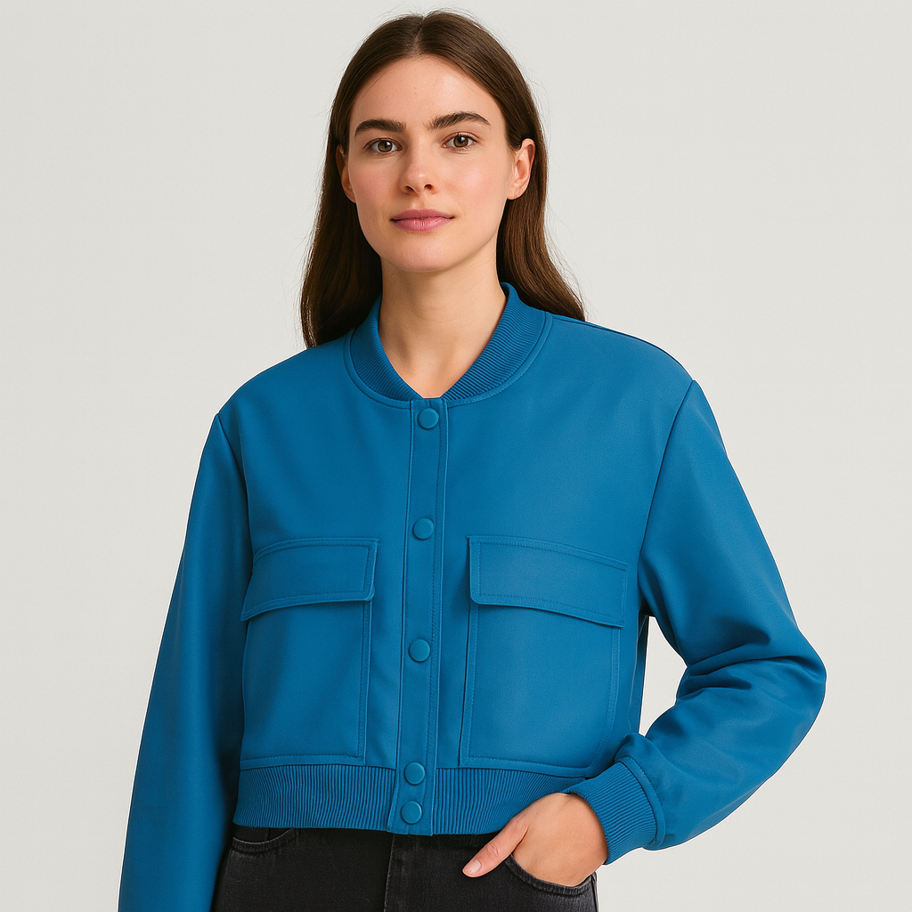 Beige Soft Bomber Jacket for Women – Casual and Comfortable Look
