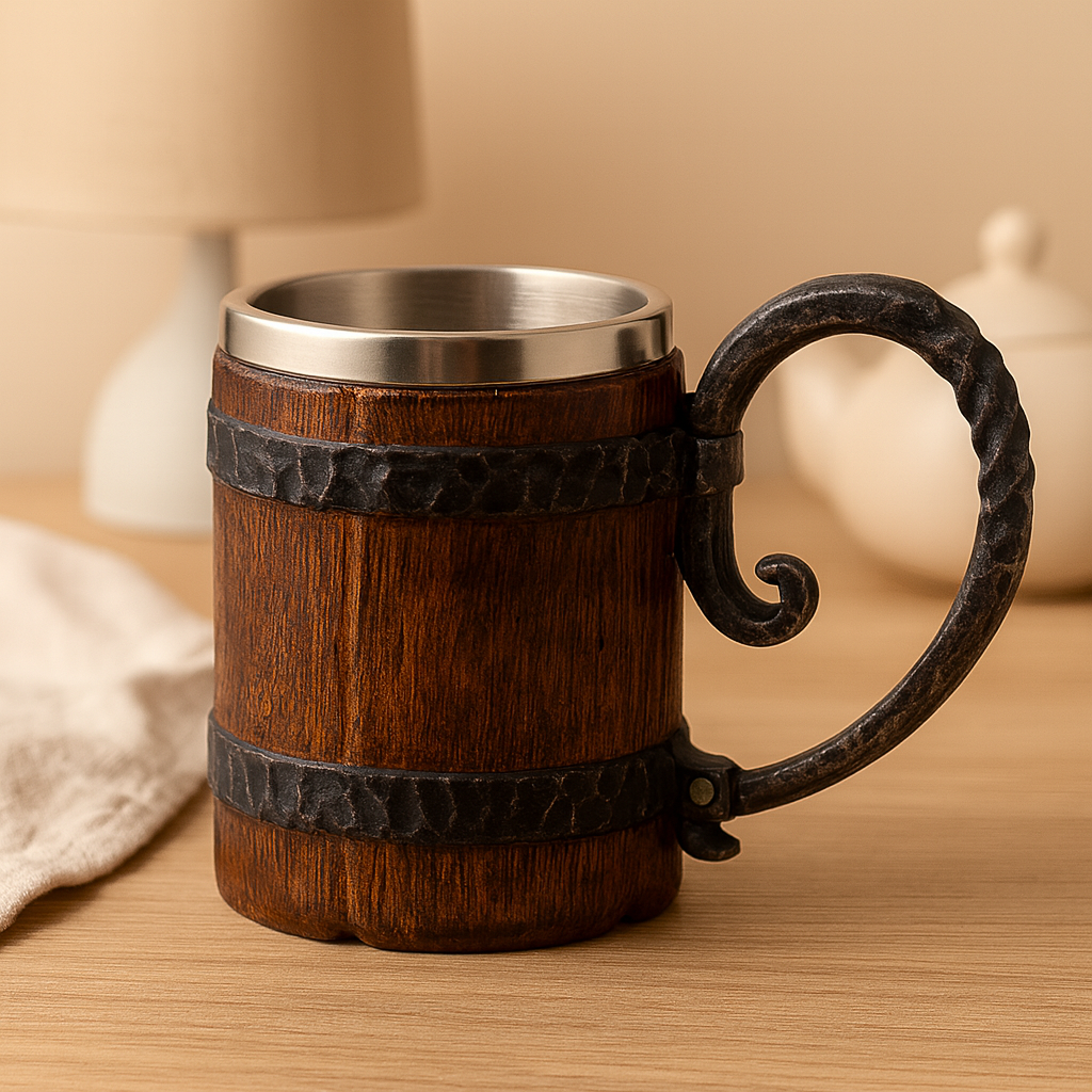 Vintage Beer Mug with Stainless Steel – Perfect for Oktoberfest
