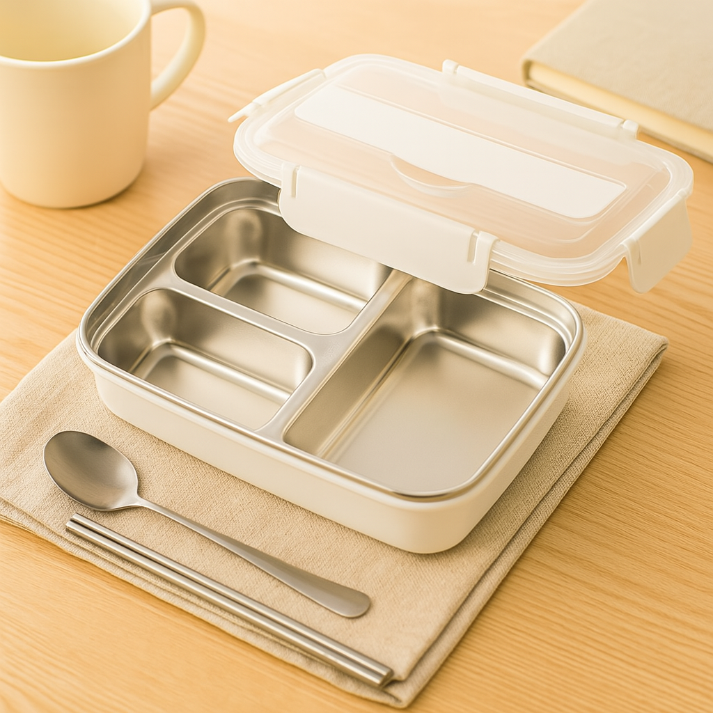 Leak-proof Stainless Steel Lunch Box with 3/4 Compartments