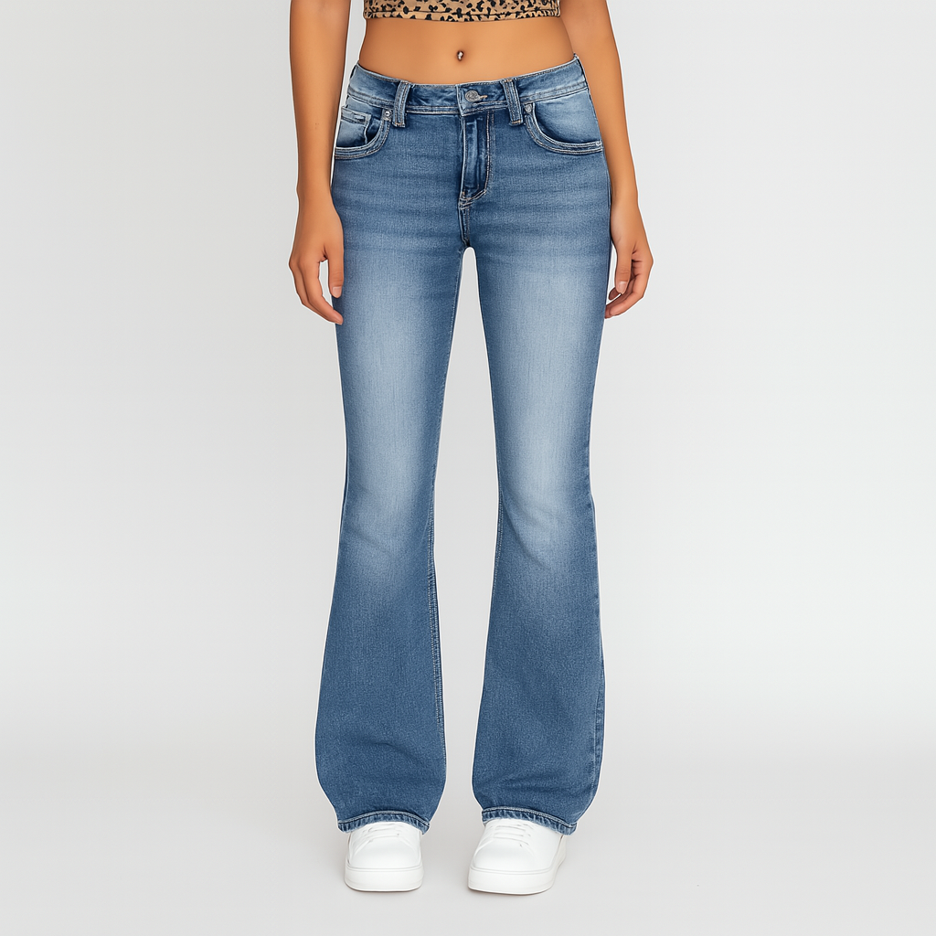 Eve – Women's Washed Flare Jeans – Casual Fit with Pockets
