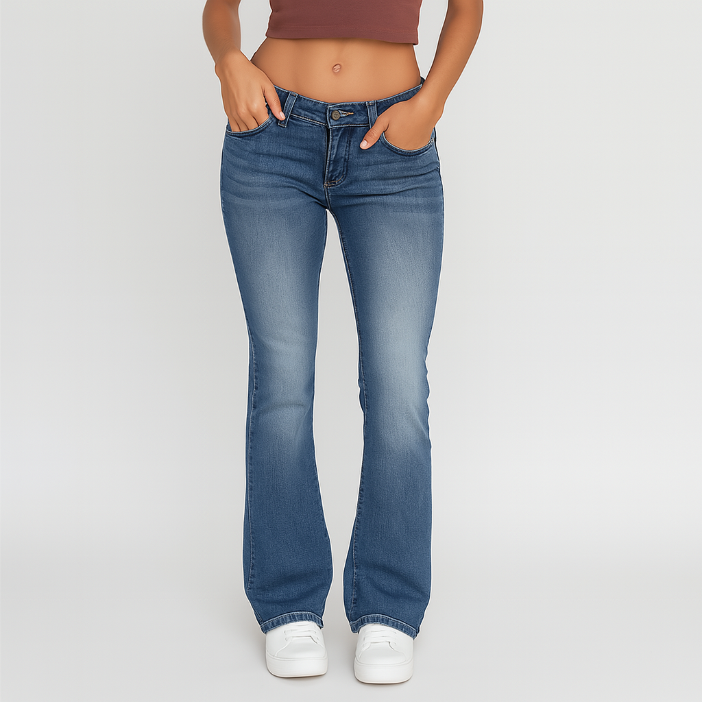 Eve – Women's Washed Flare Jeans – Casual Fit with Pockets