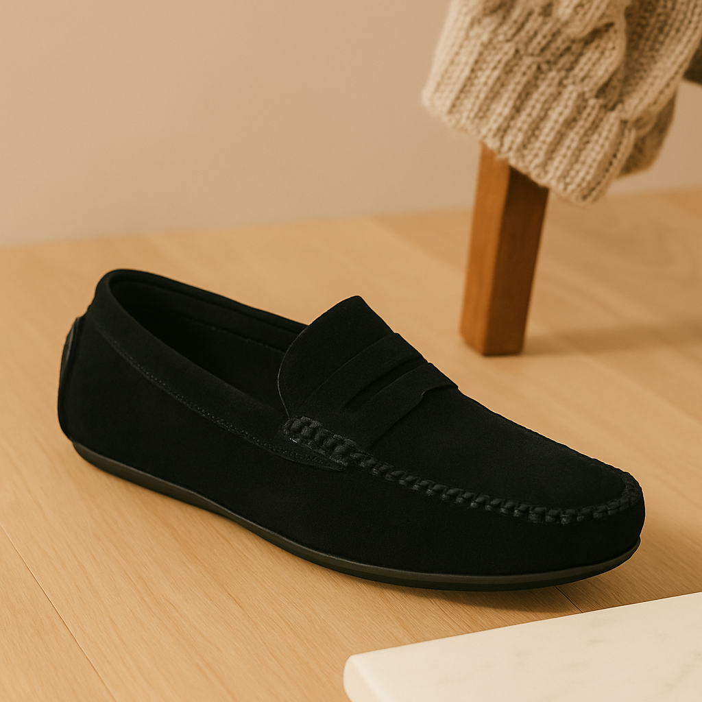 Milano Men's Leather Loafers – Classic Slip-On Shoes with Non-Slip Sole