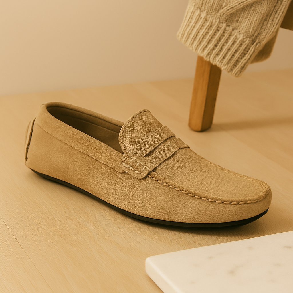 Milano Men's Leather Loafers – Classic Slip-On Shoes with Non-Slip Sole