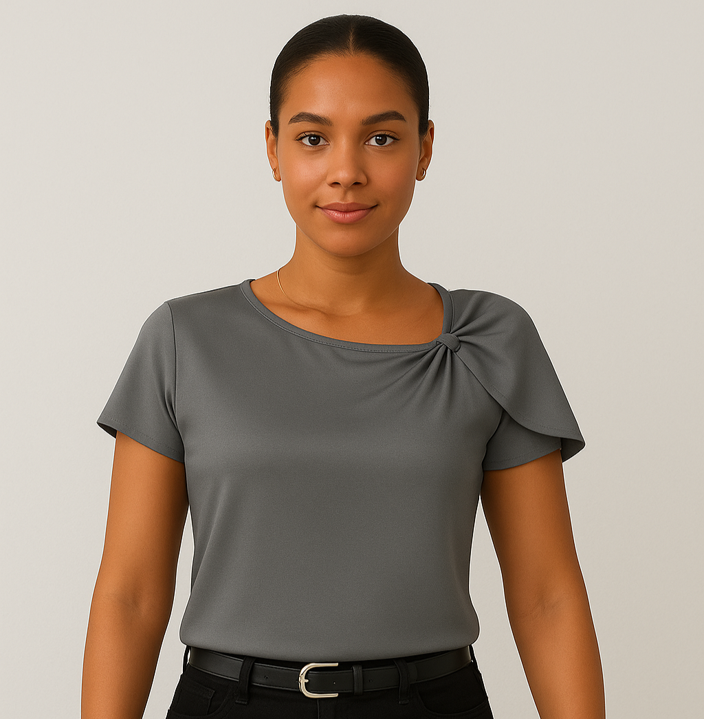 Lena – Modern, Elegant Shoulder Blouse with Knot Details