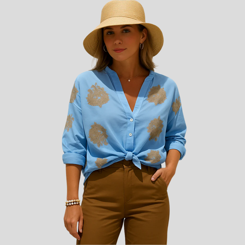 Isla Bohemian Chic Summer Blouse – Long Sleeve Top