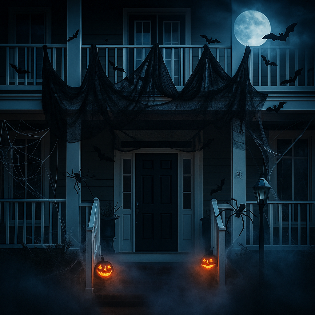 PhantomWeb Halloween Spider Web – Black Polyester for Indoor & Outdoor