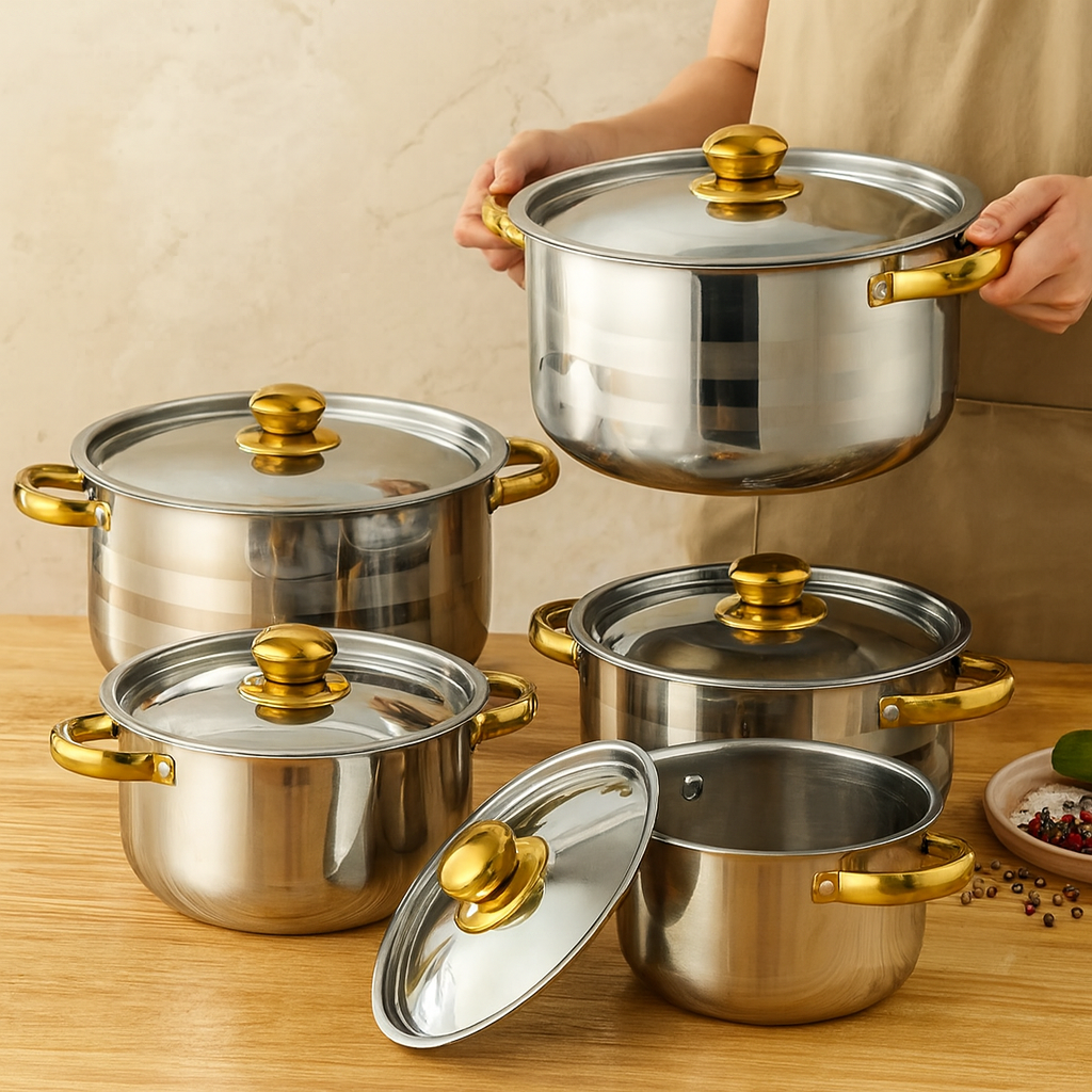 Lucien | 5-Piece Non-Stick Stainless Steel Cookware Set