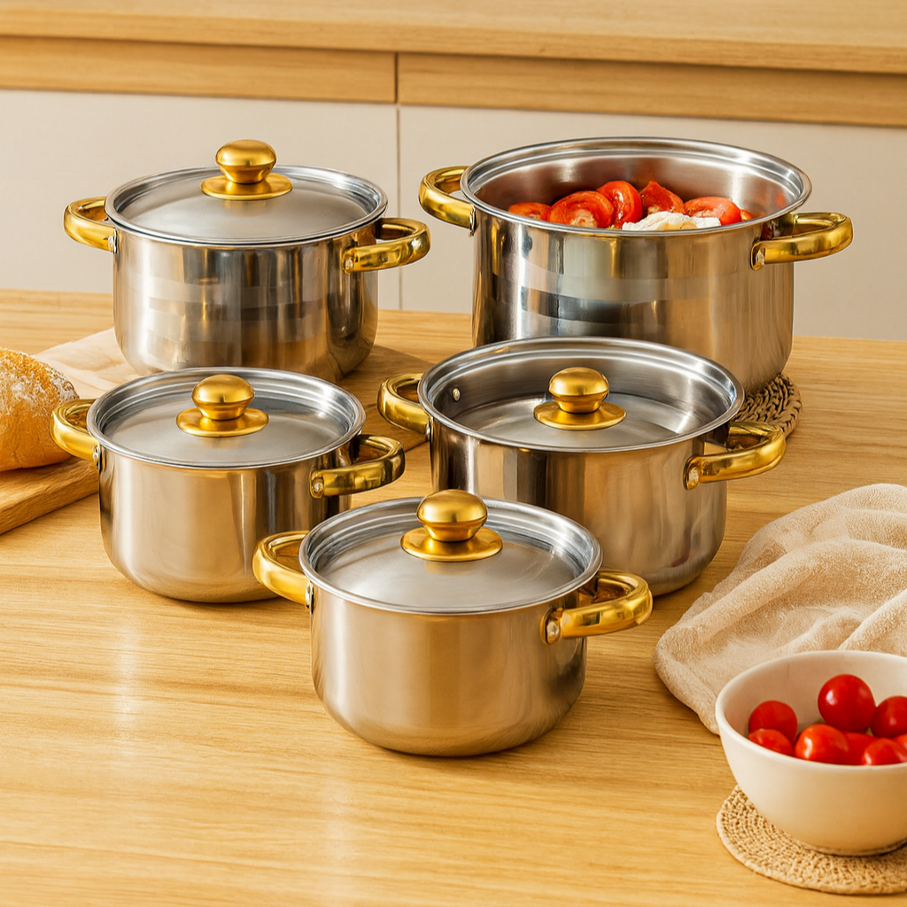 Lucien | 5-Piece Non-Stick Stainless Steel Cookware Set
