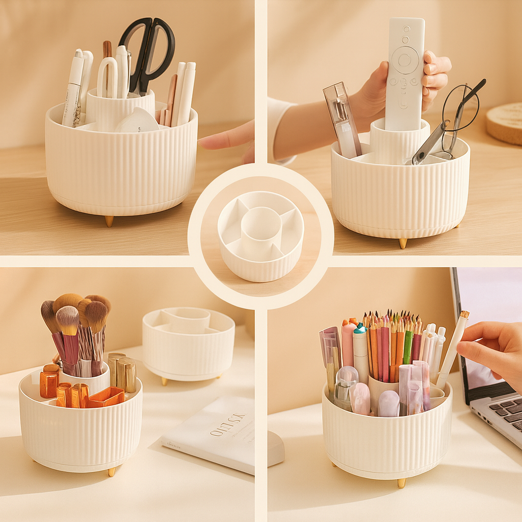 ElegantSpin 360° Rotatable Organizer – Cosmetic Storage