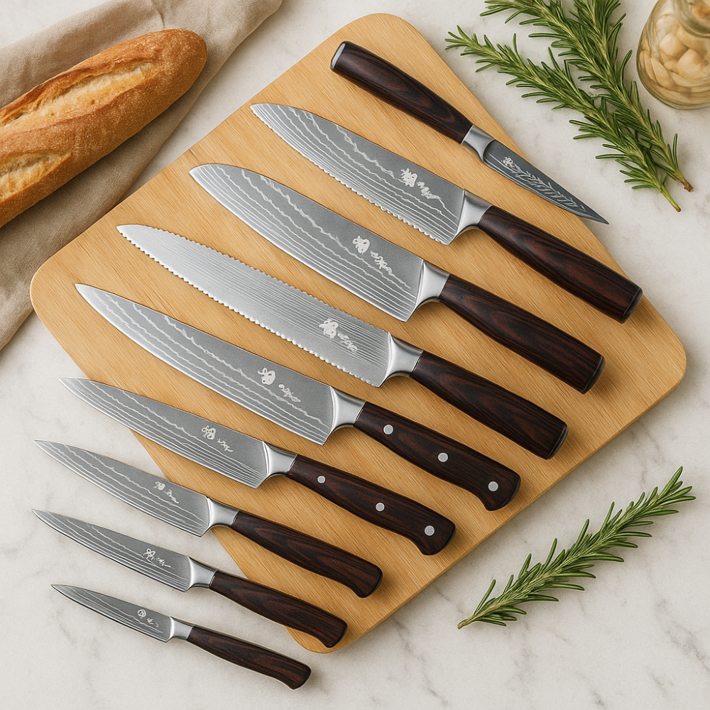 Gastronom | Collection of 10 Kitchen Knives with Wooden Block