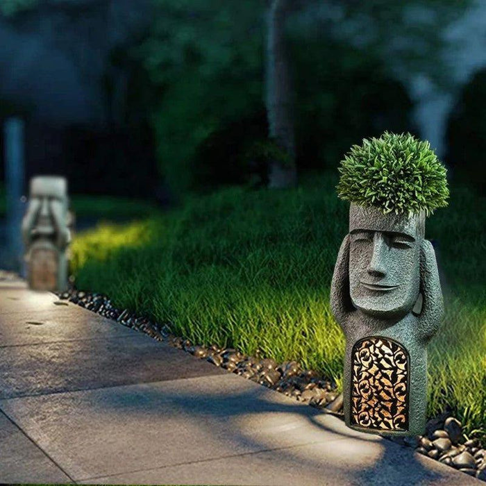 Garden Decor - Artistic Flowerpot with Solar LED Light