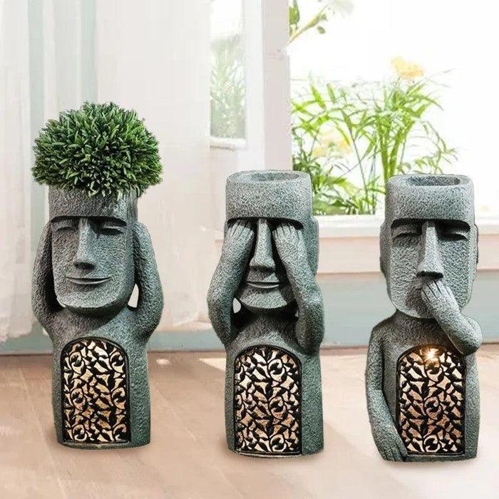 Garden Decor - Artistic Flowerpot with Solar LED Light